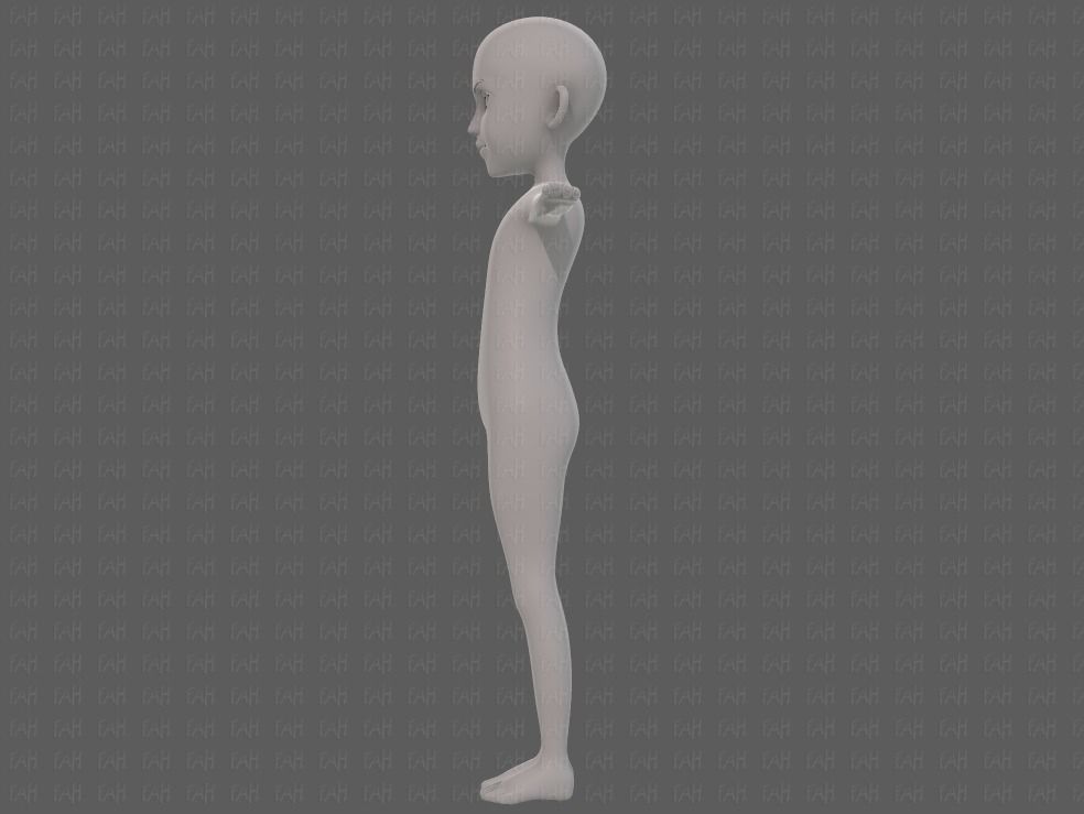Base mesh girl characterV14 Low-poly 3D model_7