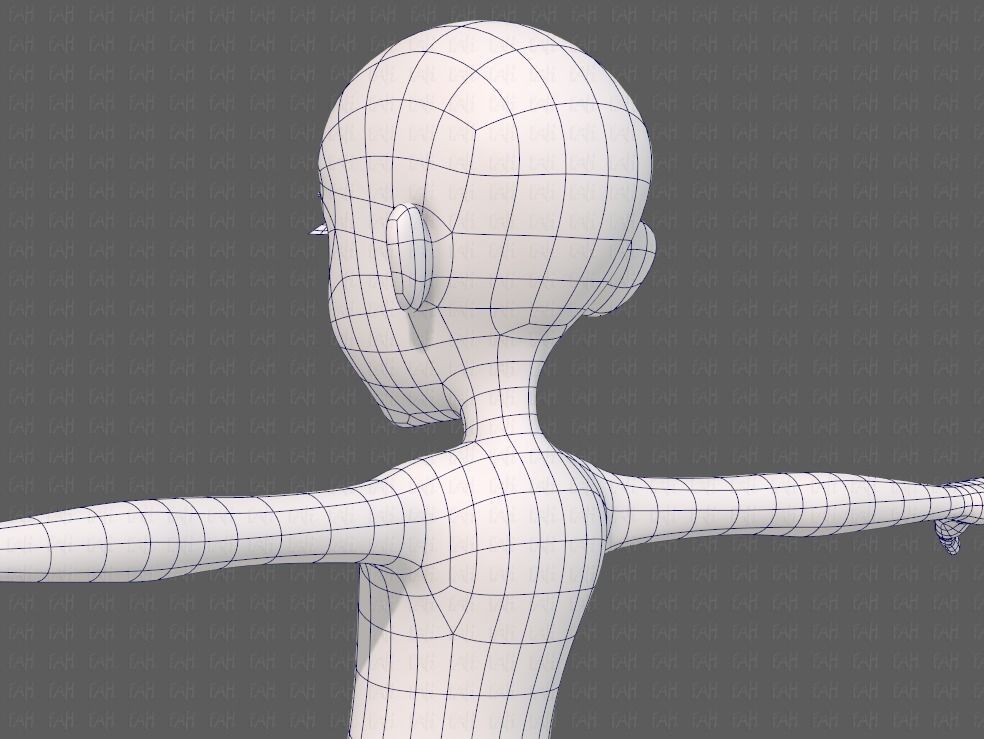 Base mesh girl characterV14 Low-poly 3D model_30