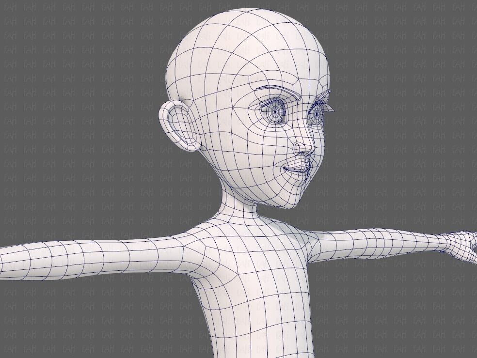 Base mesh girl characterV14 Low-poly 3D model_26