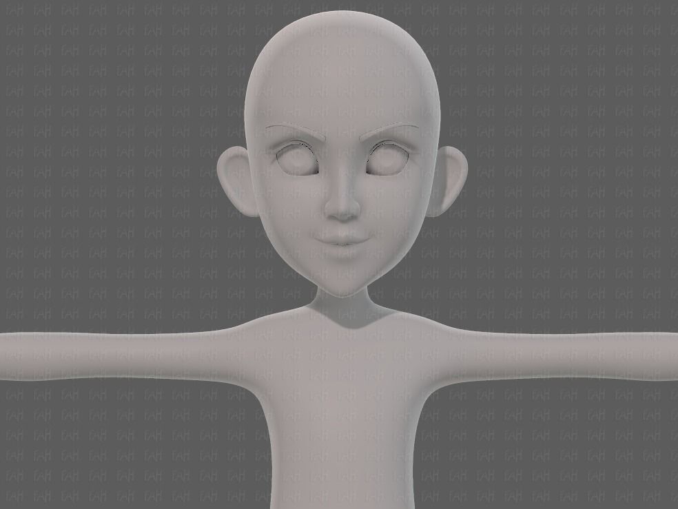 Base mesh girl characterV14 Low-poly 3D model_17