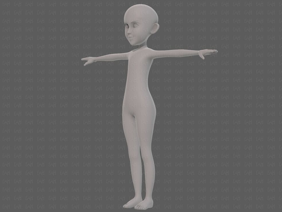 Base mesh girl characterV14 Low-poly 3D model_8