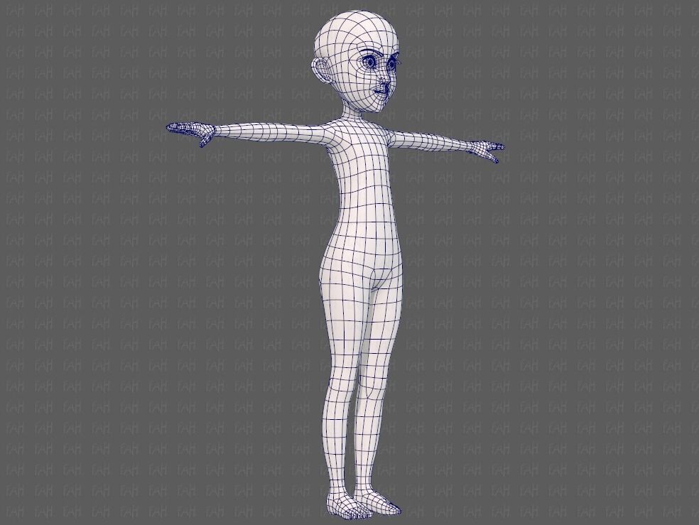 Base mesh girl characterV14 Low-poly 3D model_10