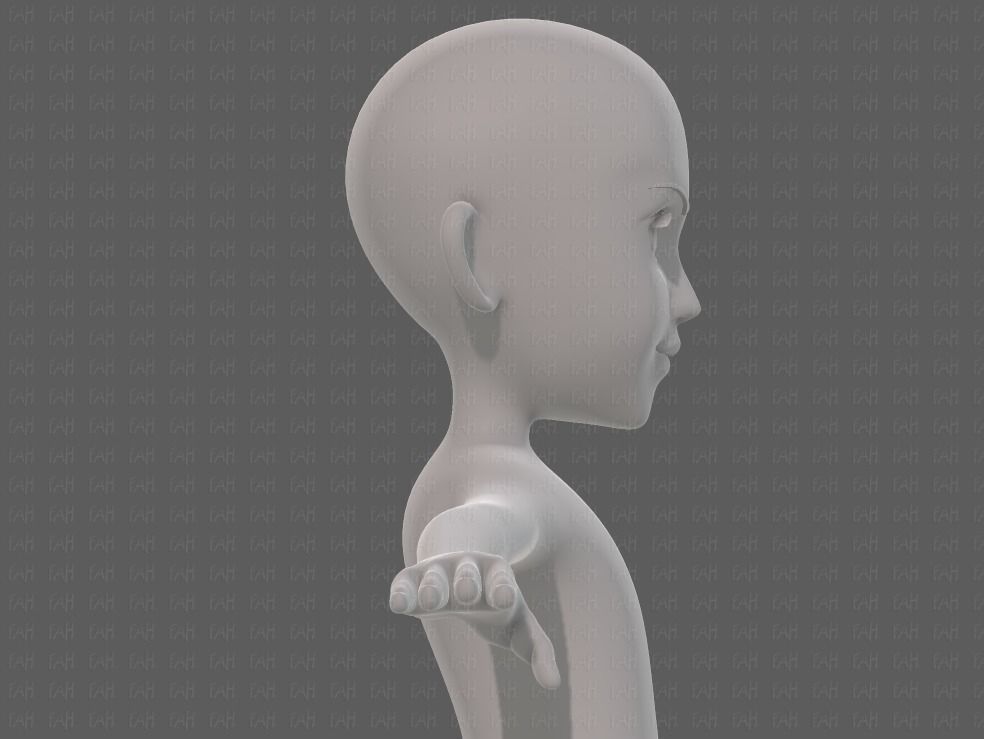 Base mesh girl characterV14 Low-poly 3D model_19