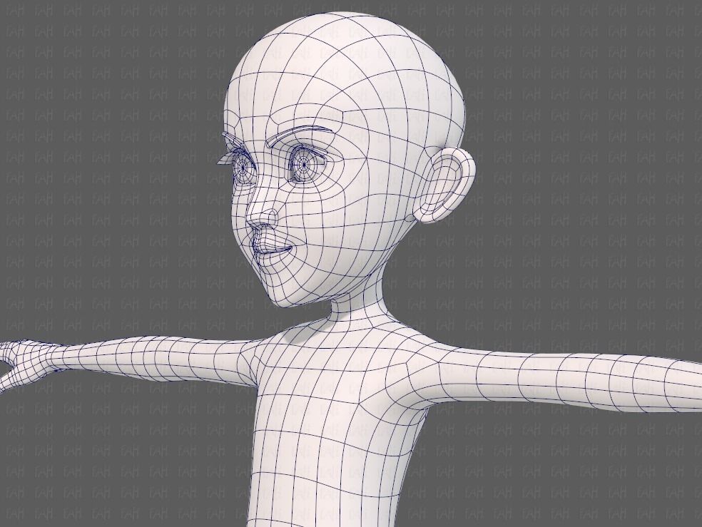 Base mesh girl characterV14 Low-poly 3D model_32