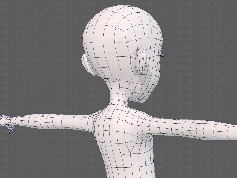Base mesh girl characterV14 Low-poly 3D model_28