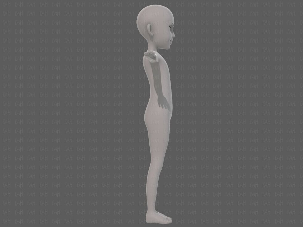Base mesh girl characterV14 Low-poly 3D model_3