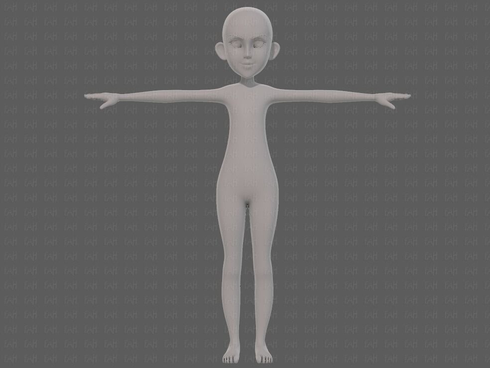 Base mesh girl characterV14 Low-poly 3D model_1