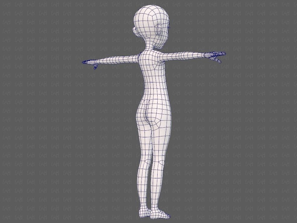 Base mesh girl characterV14 Low-poly 3D model_12