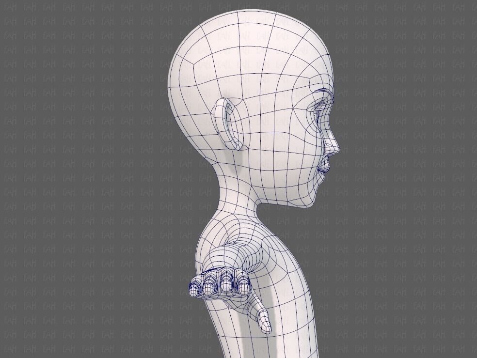 Base mesh girl characterV14 Low-poly 3D model_27