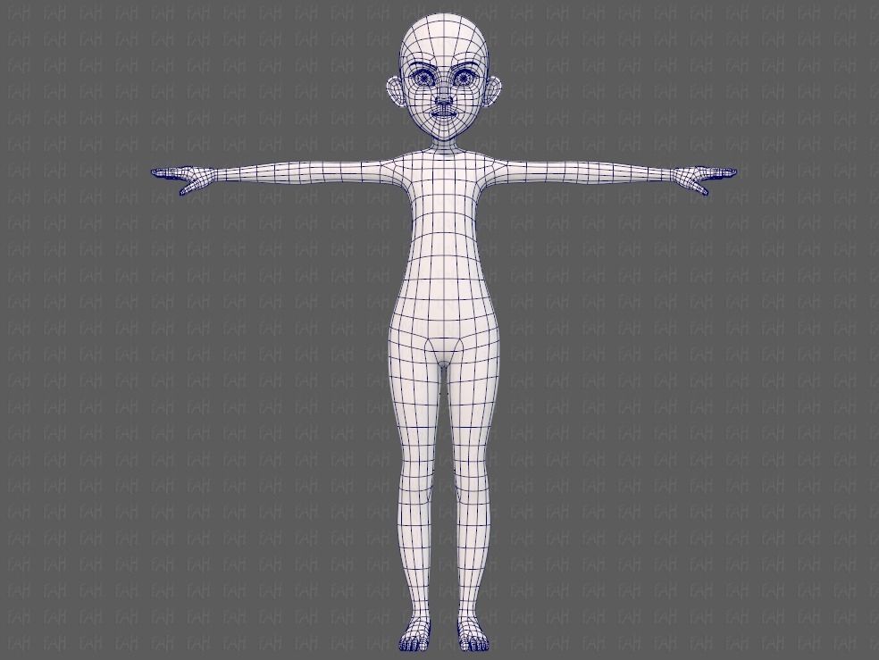 Base mesh girl characterV14 Low-poly 3D model_9