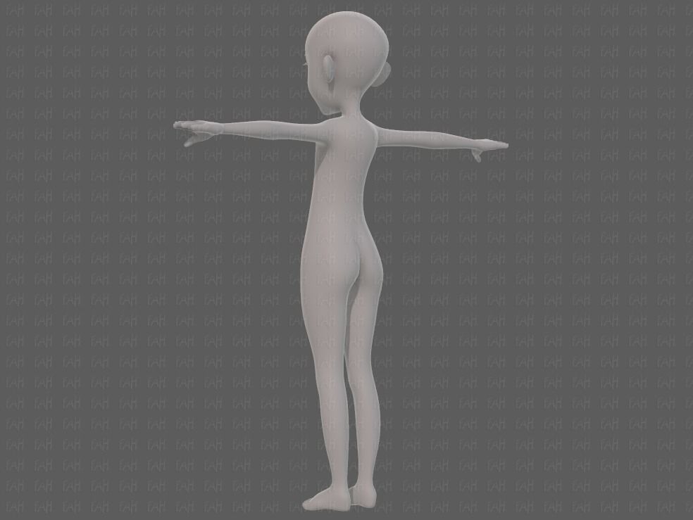 Base mesh girl characterV14 Low-poly 3D model_6