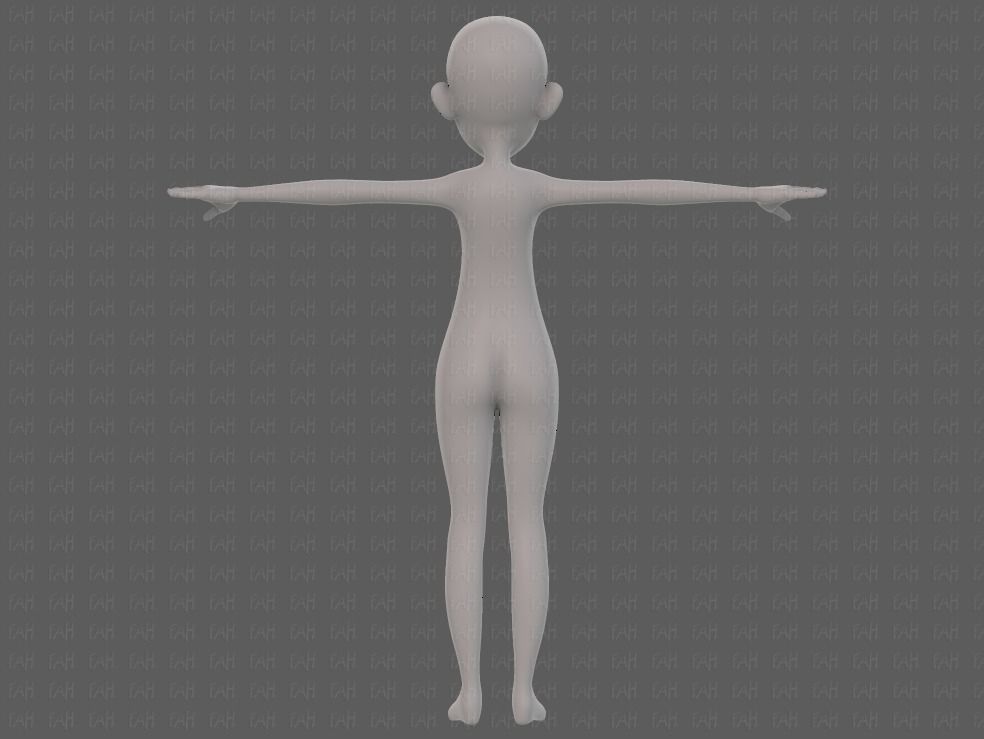 Base mesh girl characterV14 Low-poly 3D model_5