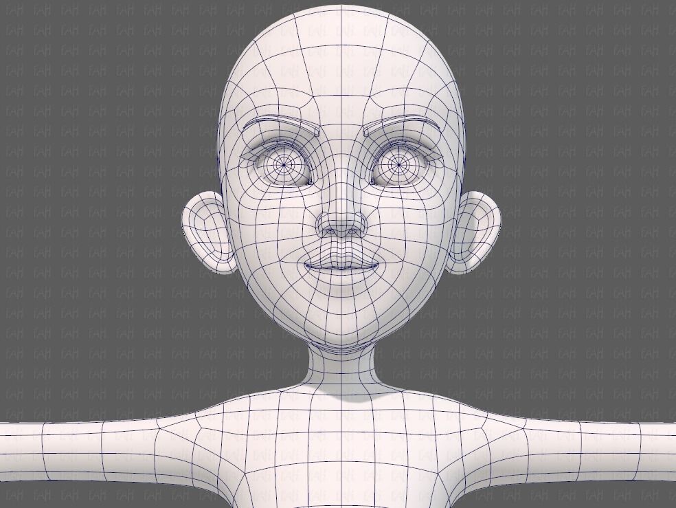 Base mesh girl characterV14 Low-poly 3D model_44
