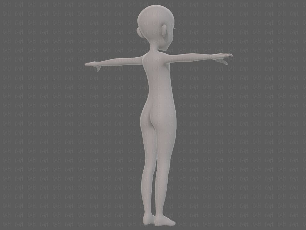 Base mesh girl characterV14 Low-poly 3D model_4