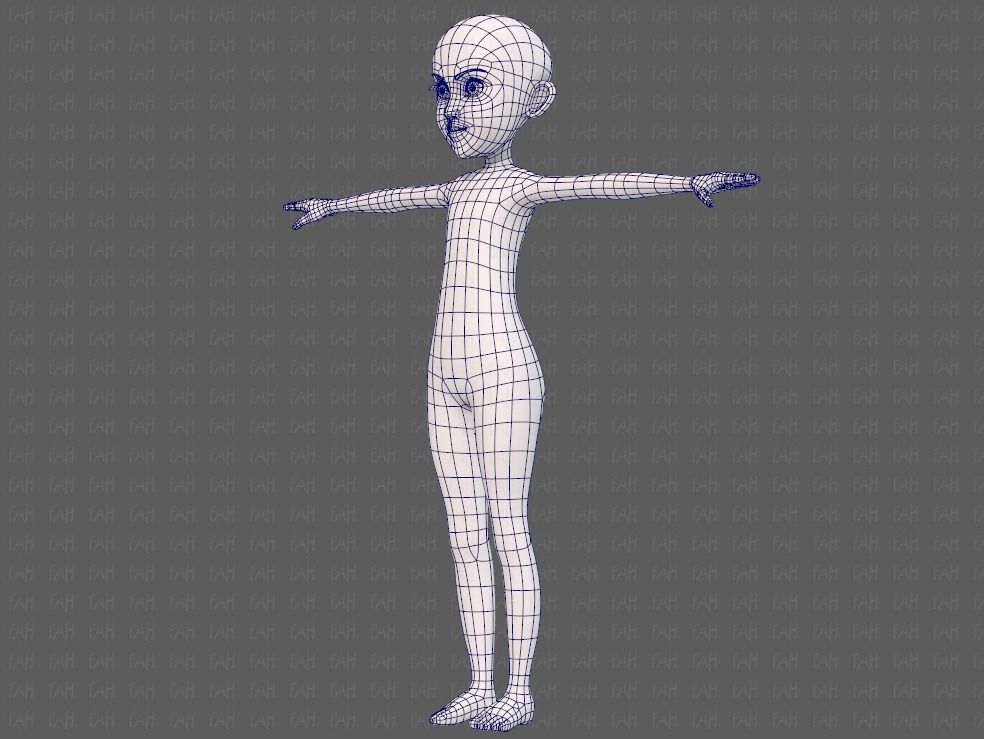 Base mesh girl characterV14 Low-poly 3D model_16