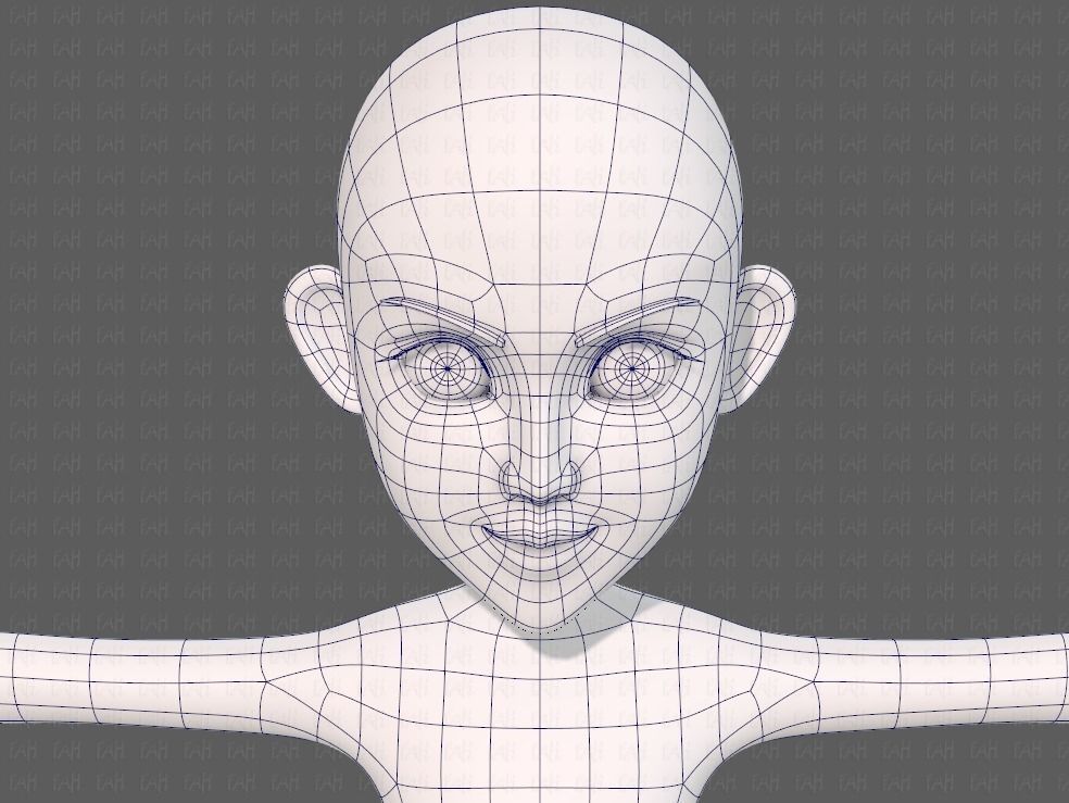 Base mesh girl characterV14 Low-poly 3D model_42