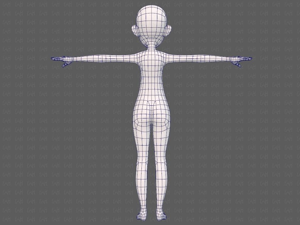 Base mesh girl characterV14 Low-poly 3D model_13