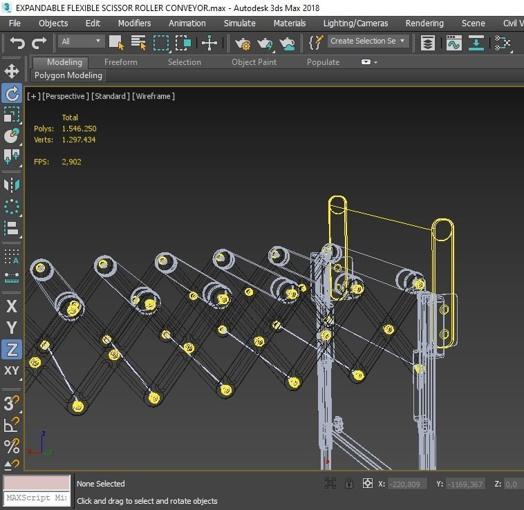 EXPANDABLE FLEXIBLE SCISSOR ROLLER CONVEYOR 3D model_17