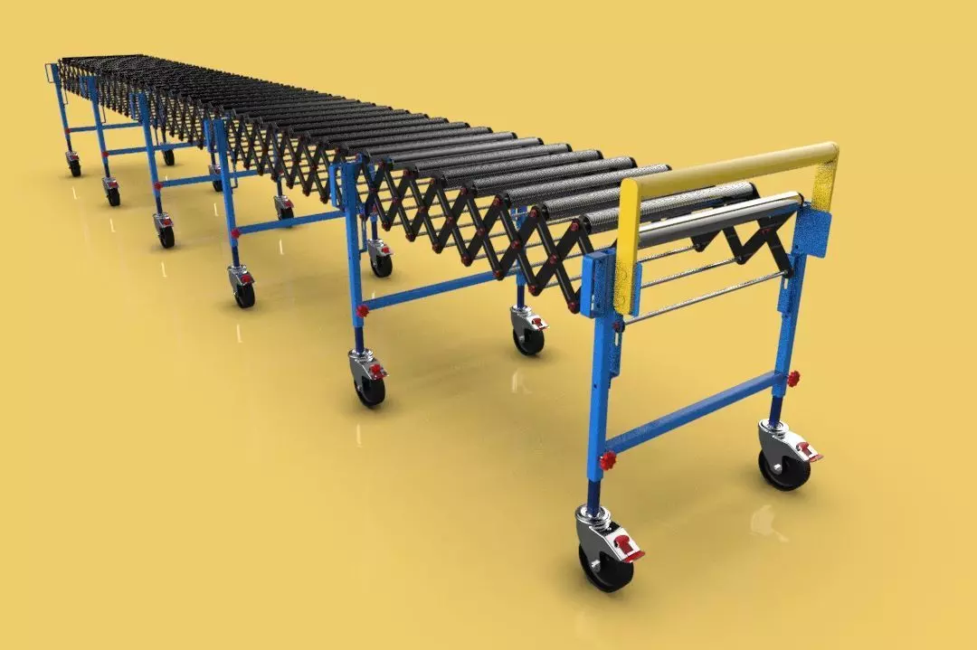 EXPANDABLE FLEXIBLE SCISSOR ROLLER CONVEYOR 3D model_0