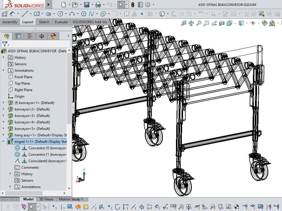 EXPANDABLE FLEXIBLE SCISSOR ROLLER CONVEYOR 3D model_13