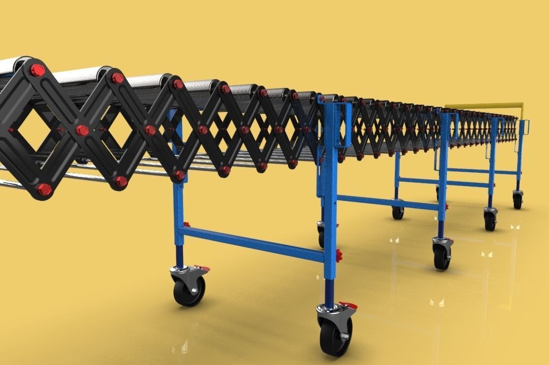 EXPANDABLE FLEXIBLE SCISSOR ROLLER CONVEYOR 3D model_7