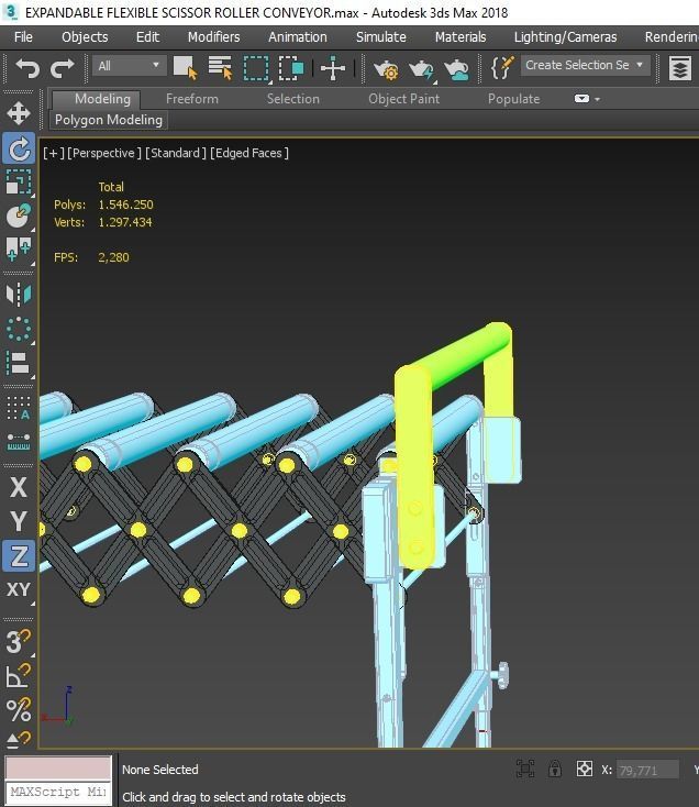 EXPANDABLE FLEXIBLE SCISSOR ROLLER CONVEYOR 3D model_16