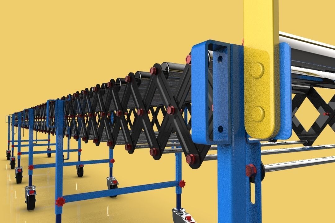 EXPANDABLE FLEXIBLE SCISSOR ROLLER CONVEYOR 3D model_11