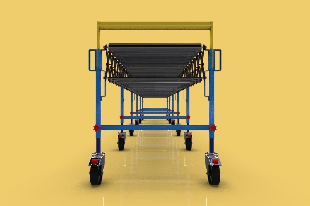 EXPANDABLE FLEXIBLE SCISSOR ROLLER CONVEYOR 3D model_2