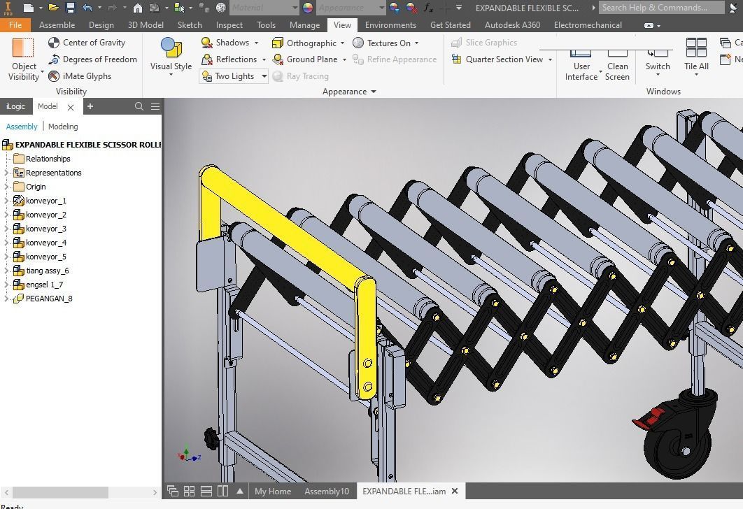 EXPANDABLE FLEXIBLE SCISSOR ROLLER CONVEYOR 3D model_18