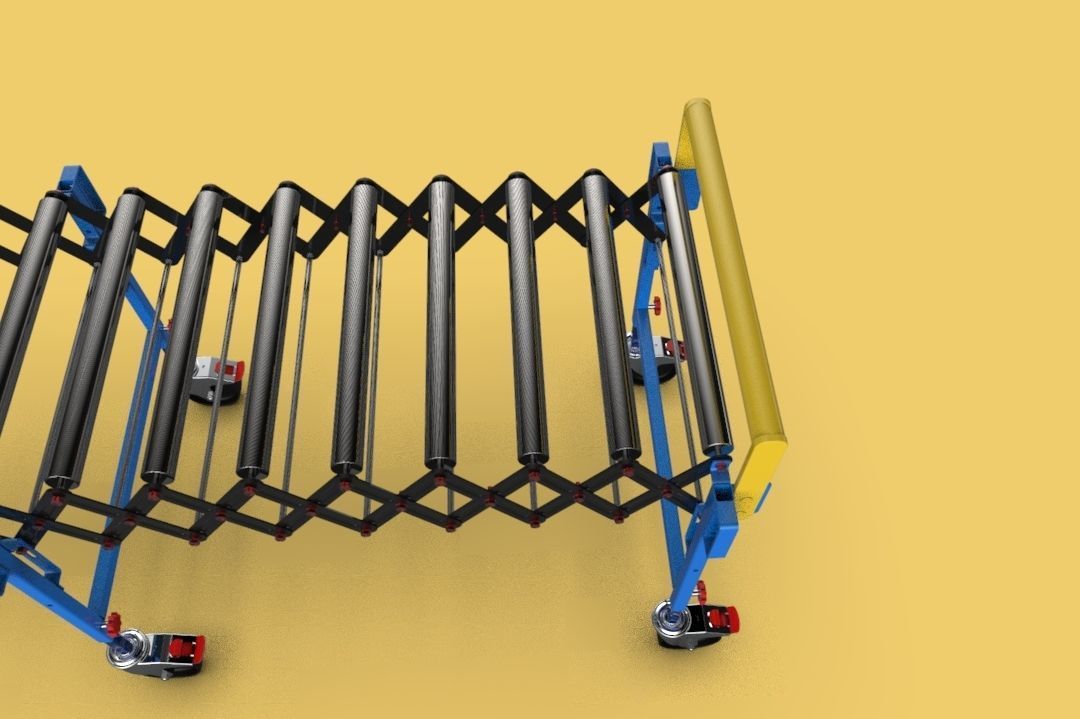 EXPANDABLE FLEXIBLE SCISSOR ROLLER CONVEYOR 3D model_9