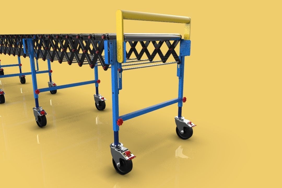 EXPANDABLE FLEXIBLE SCISSOR ROLLER CONVEYOR 3D model_3