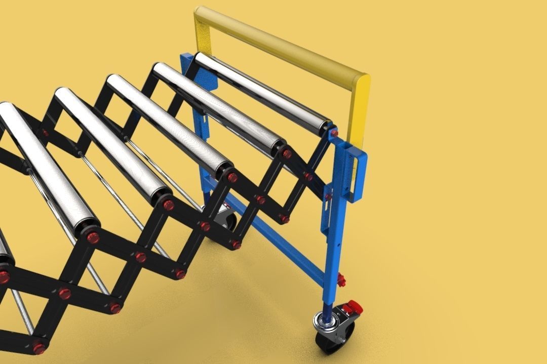 EXPANDABLE FLEXIBLE SCISSOR ROLLER CONVEYOR 3D model_10