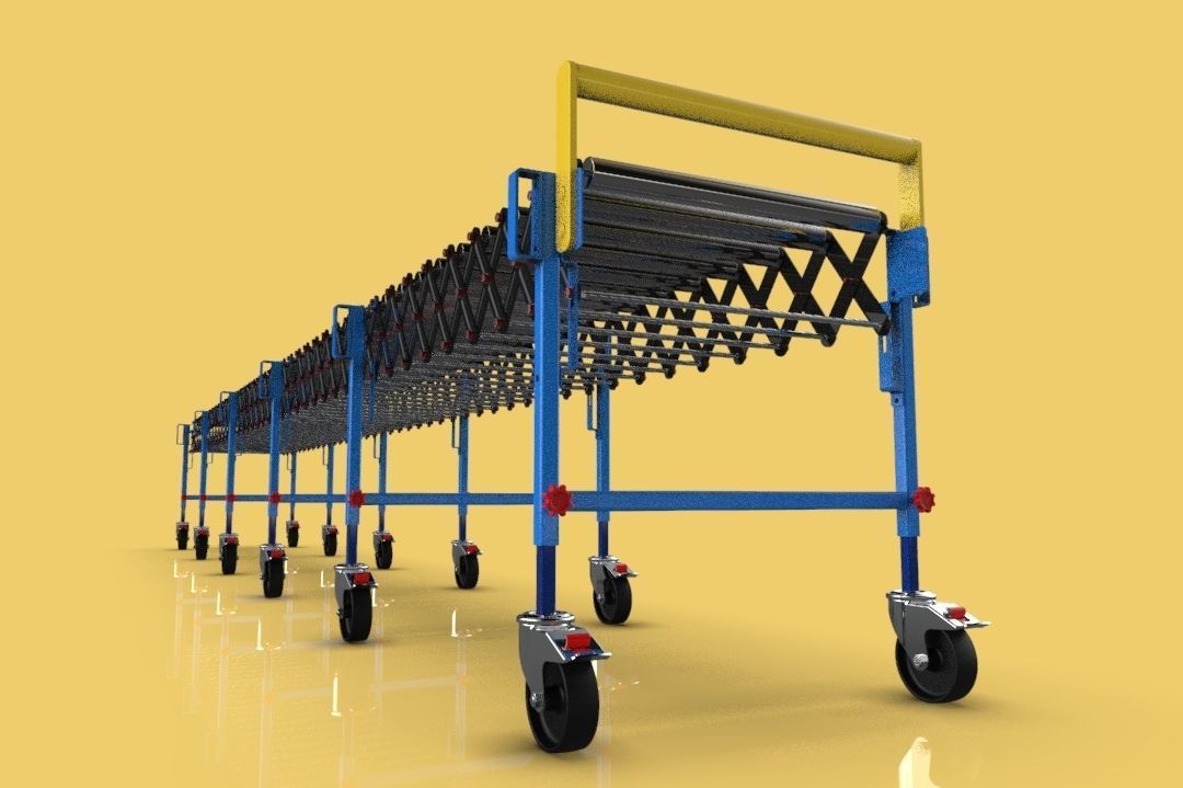 EXPANDABLE FLEXIBLE SCISSOR ROLLER CONVEYOR 3D model_8