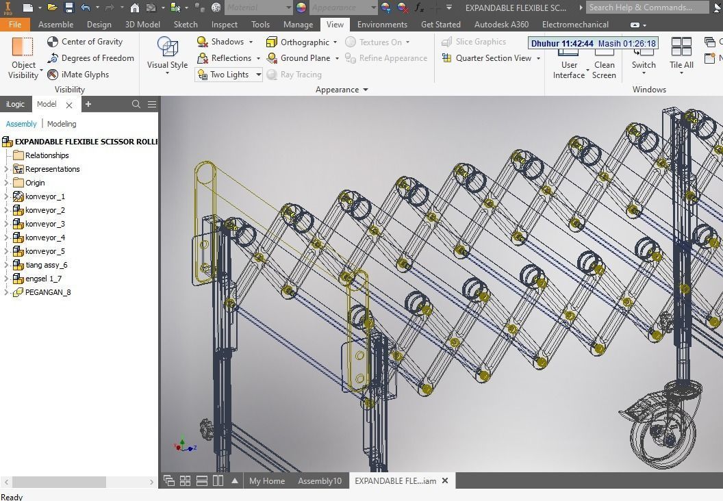EXPANDABLE FLEXIBLE SCISSOR ROLLER CONVEYOR 3D model_19