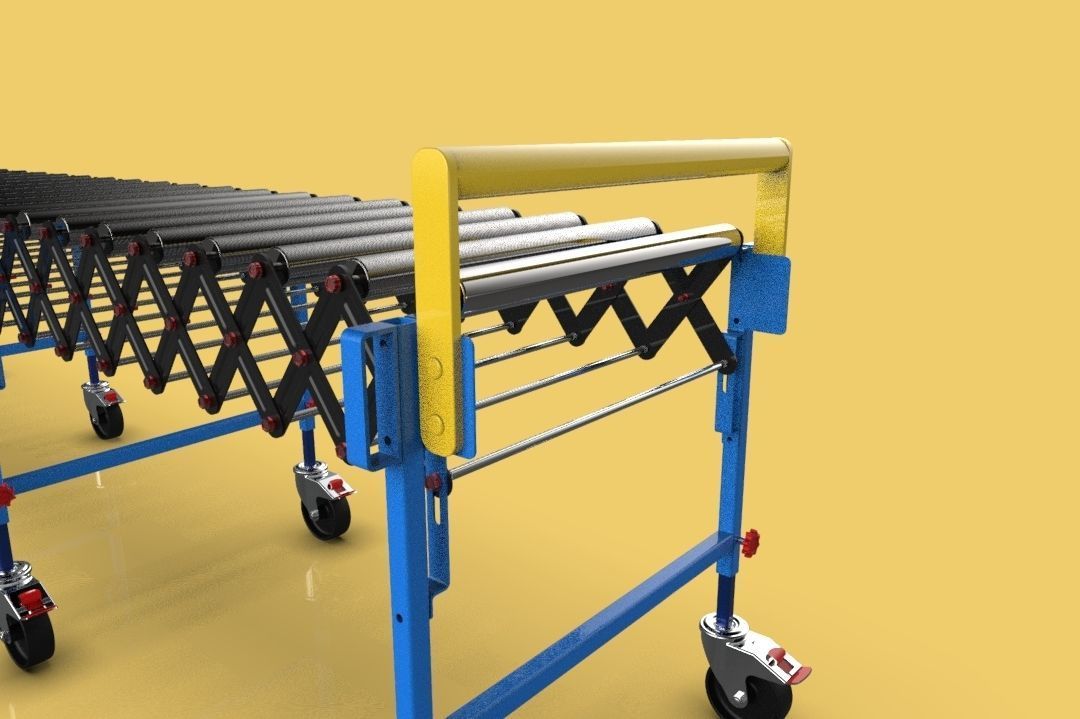 EXPANDABLE FLEXIBLE SCISSOR ROLLER CONVEYOR 3D model_5