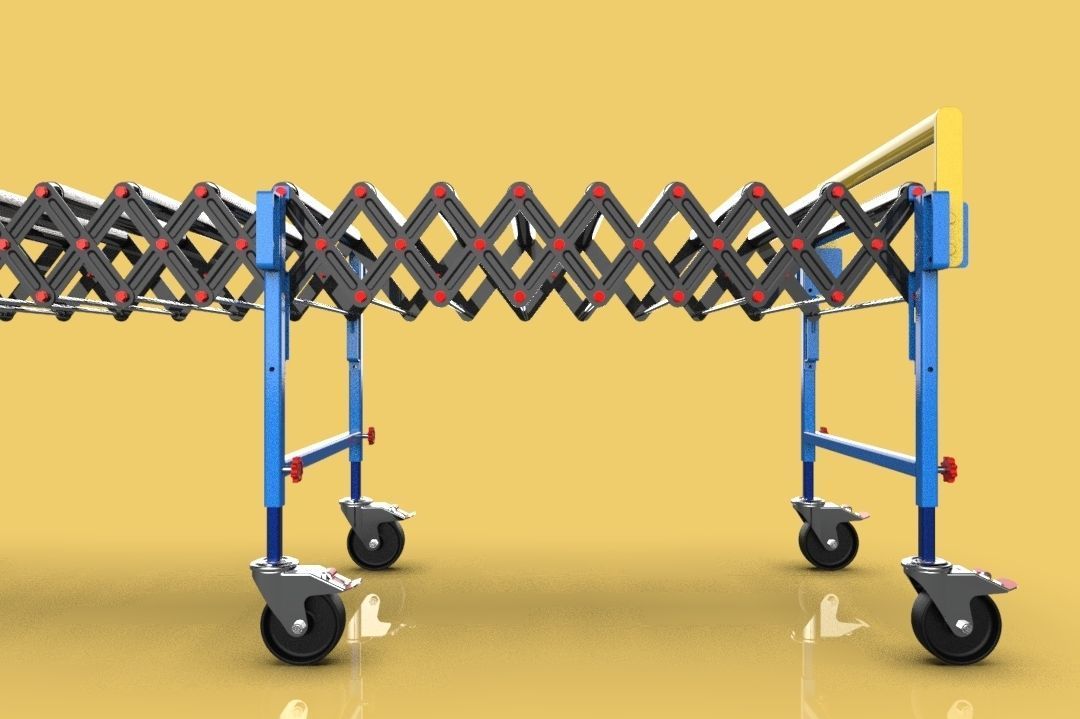 EXPANDABLE FLEXIBLE SCISSOR ROLLER CONVEYOR 3D model_4