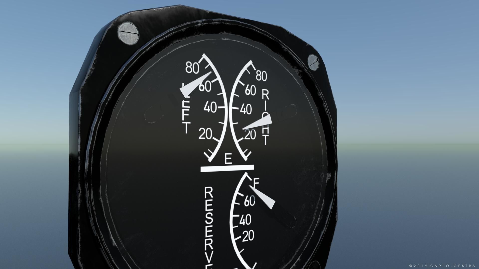 US FUEL QUANTITY GAUGE Low-poly 3D model_3