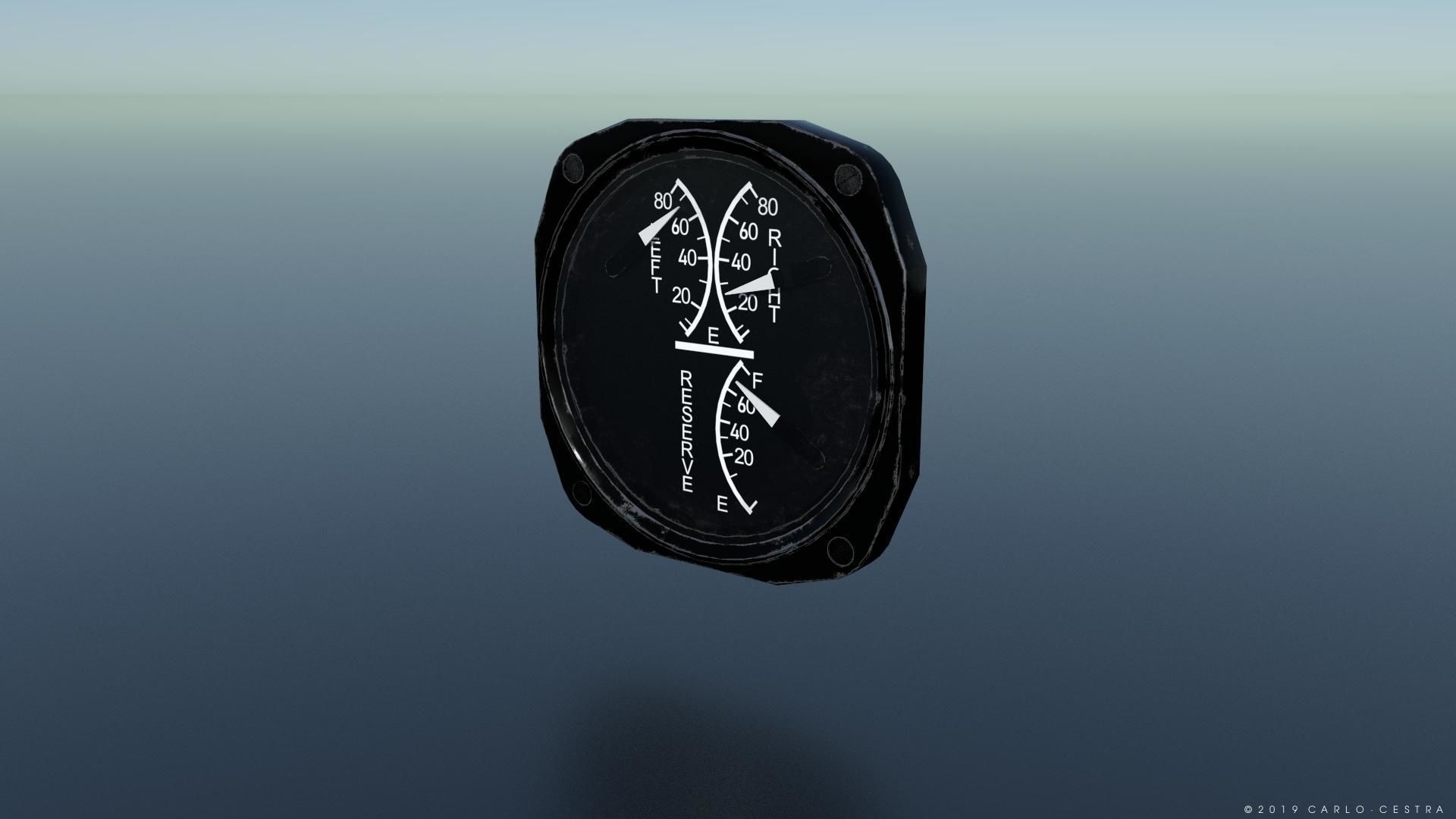 US FUEL QUANTITY GAUGE Low-poly 3D model_1