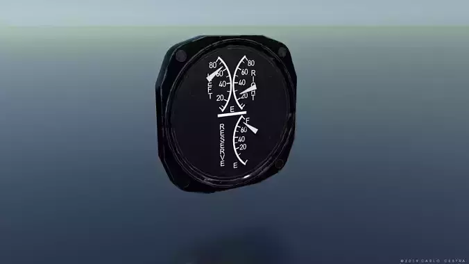 US FUEL QUANTITY GAUGE Low-poly 3D model
