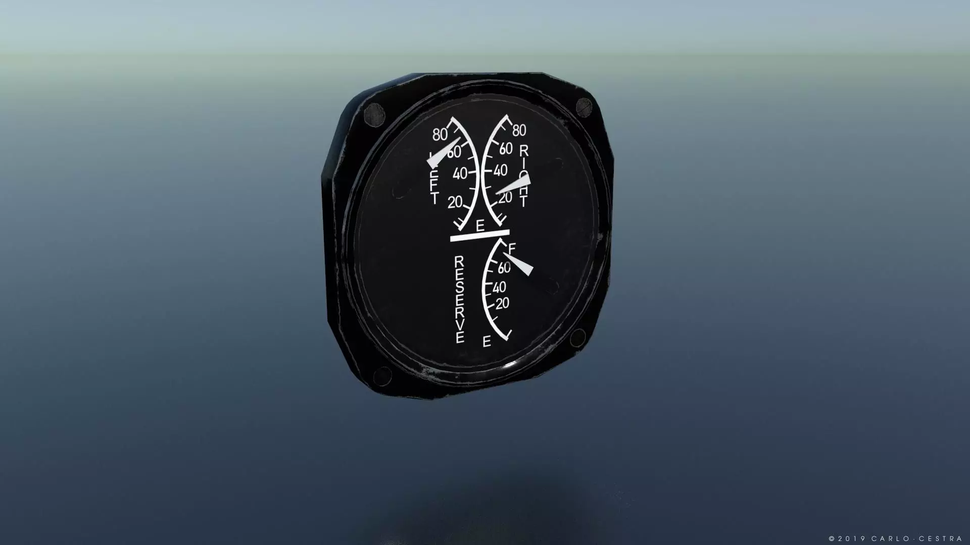 US FUEL QUANTITY GAUGE Low-poly 3D model_0