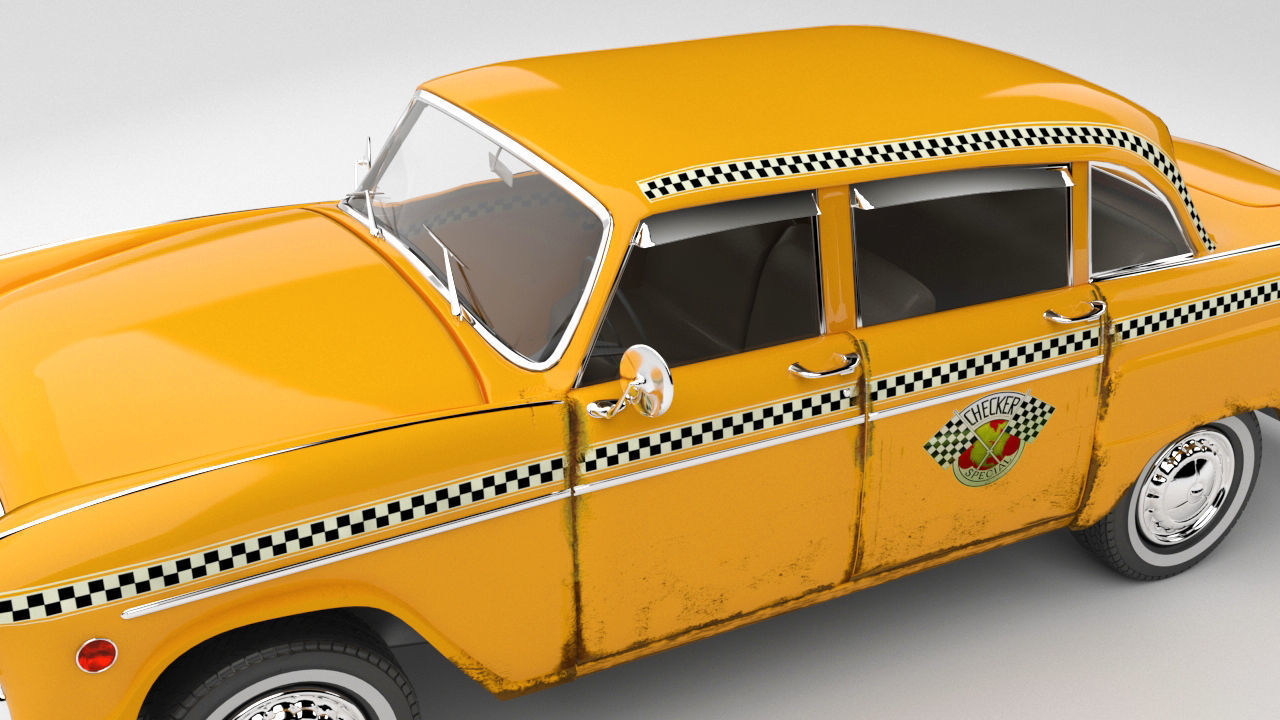 Taxi Car Old Checker Cab Taxi Chicago 3D model_8