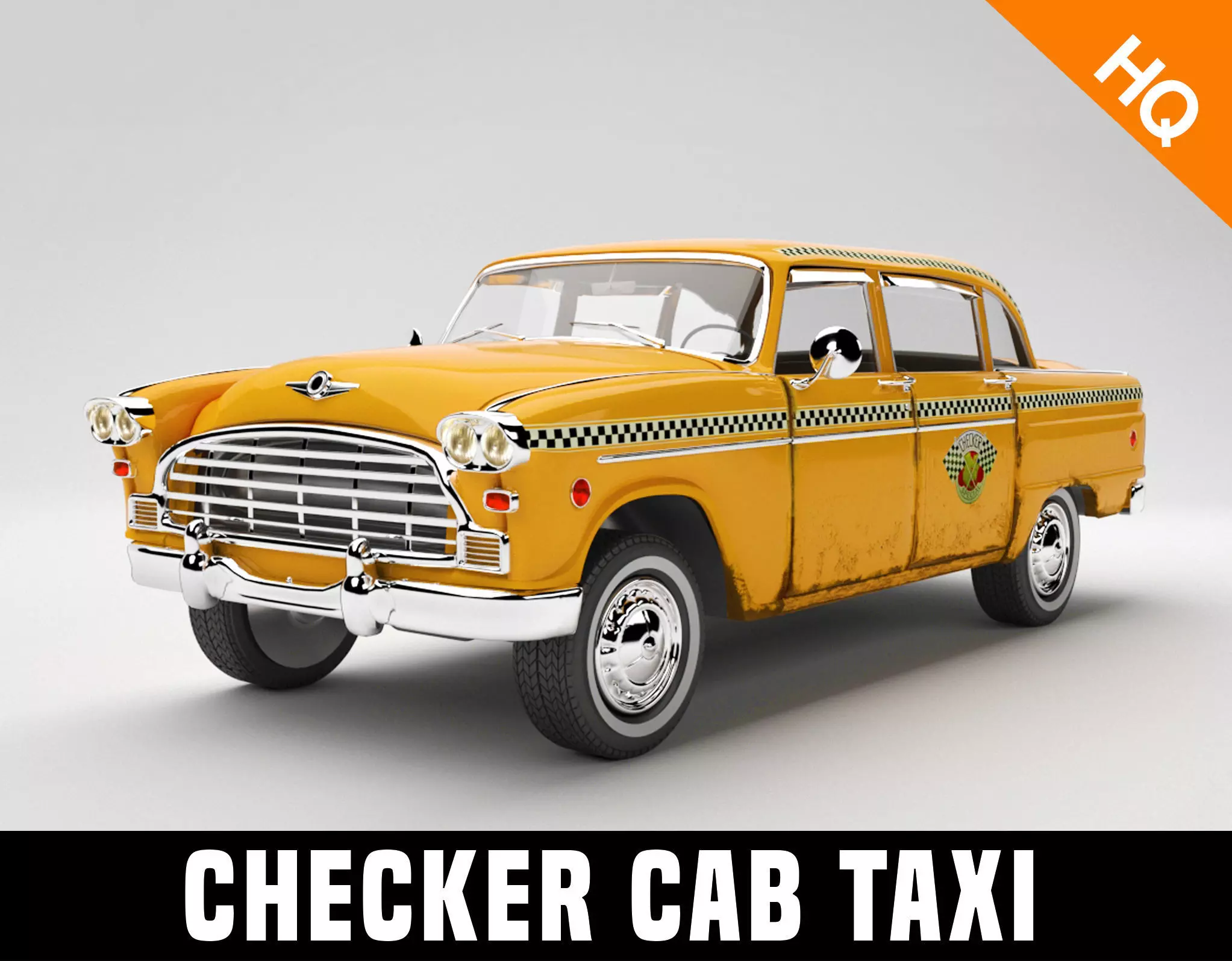 Taxi Car Old Checker Cab Taxi Chicago 3D model_0