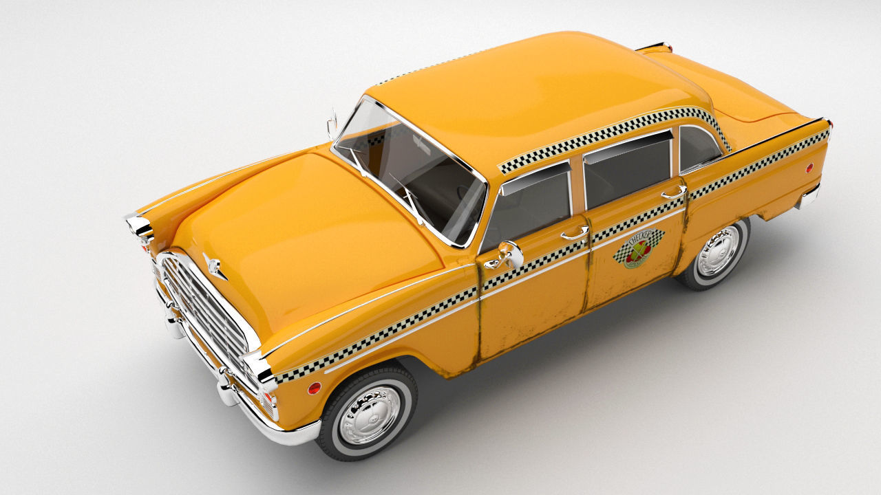 Taxi Car Old Checker Cab Taxi Chicago 3D model_4