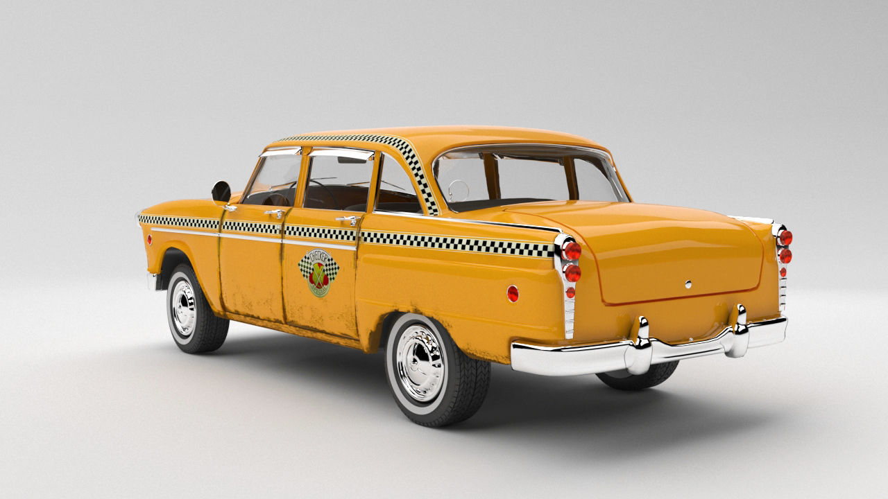 Taxi Car Old Checker Cab Taxi Chicago 3D model_2