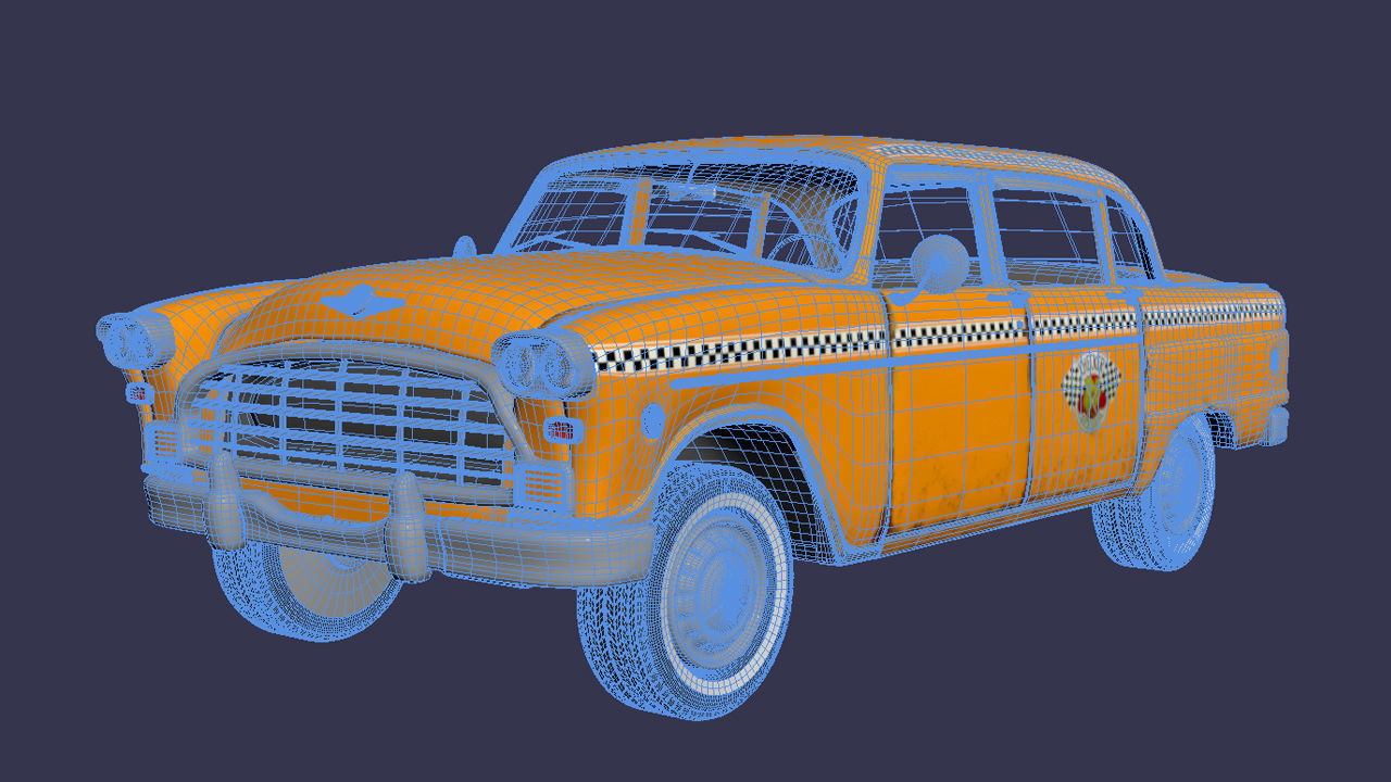 Taxi Car Old Checker Cab Taxi Chicago 3D model_10