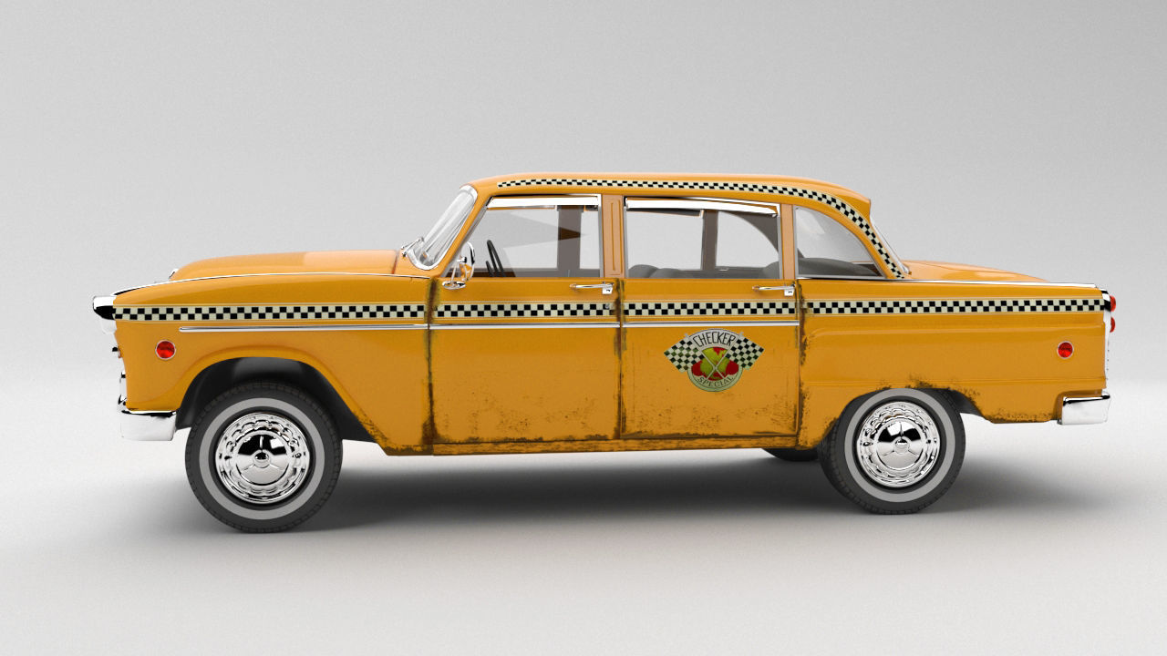 Taxi Car Old Checker Cab Taxi Chicago 3D model_3