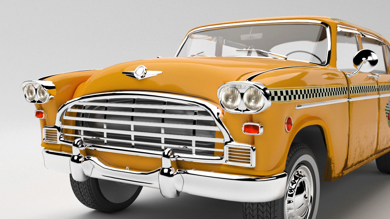 Taxi Car Old Checker Cab Taxi Chicago 3D model_1