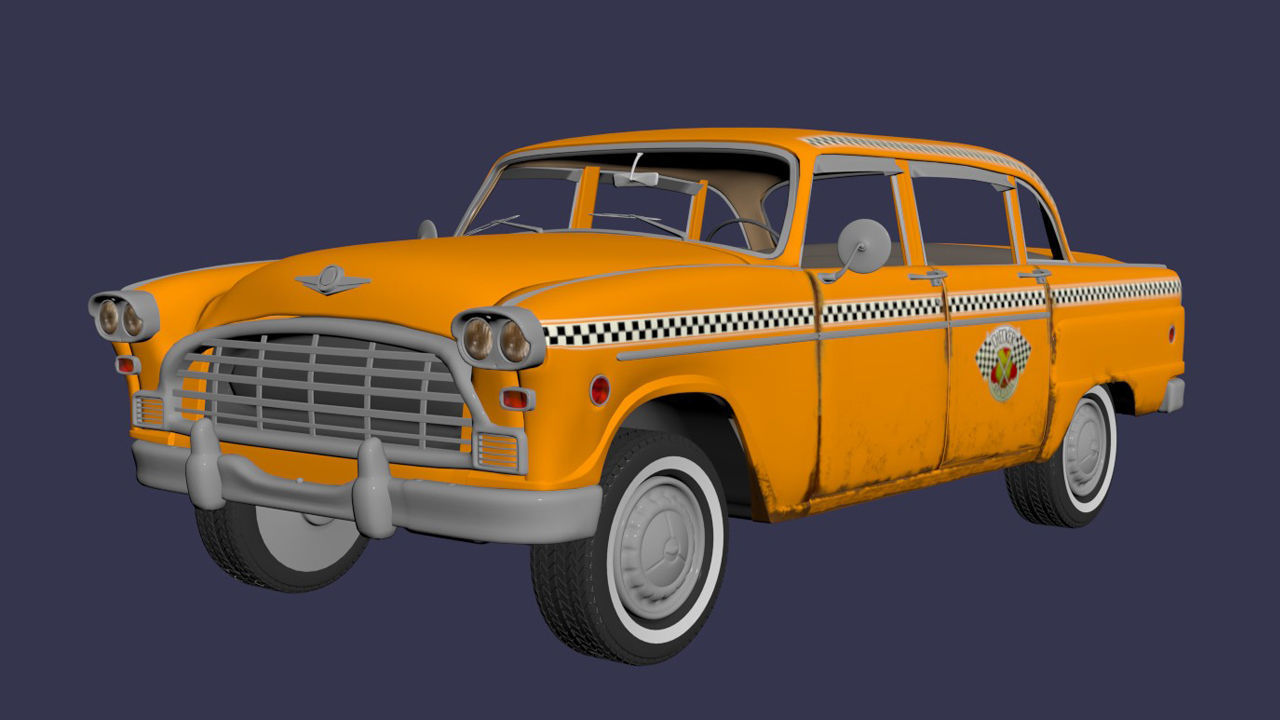 Taxi Car Old Checker Cab Taxi Chicago 3D model_9