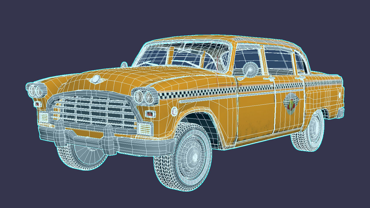 Taxi Car Old Checker Cab Taxi Chicago 3D model_11