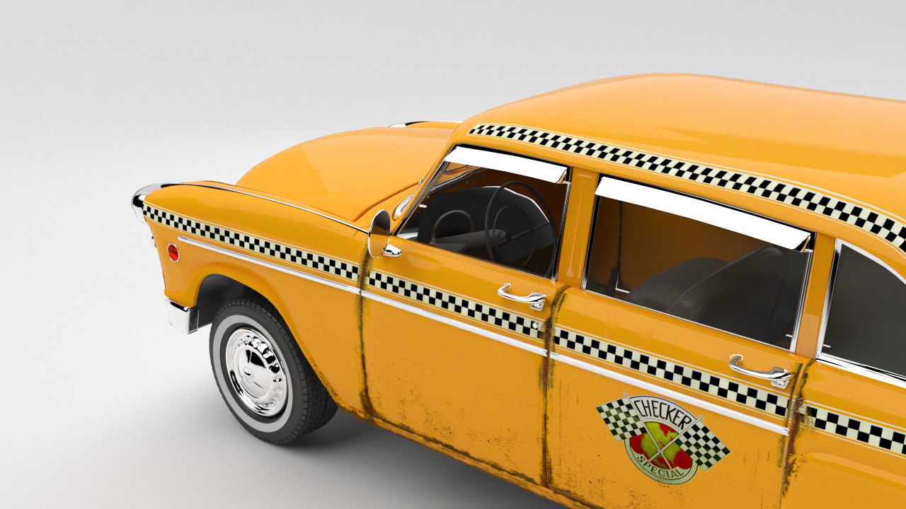 Taxi Car Old Checker Cab Taxi Chicago 3D model_7